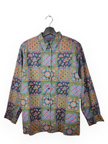  Vintage Camisa estampada franela fina Talla L