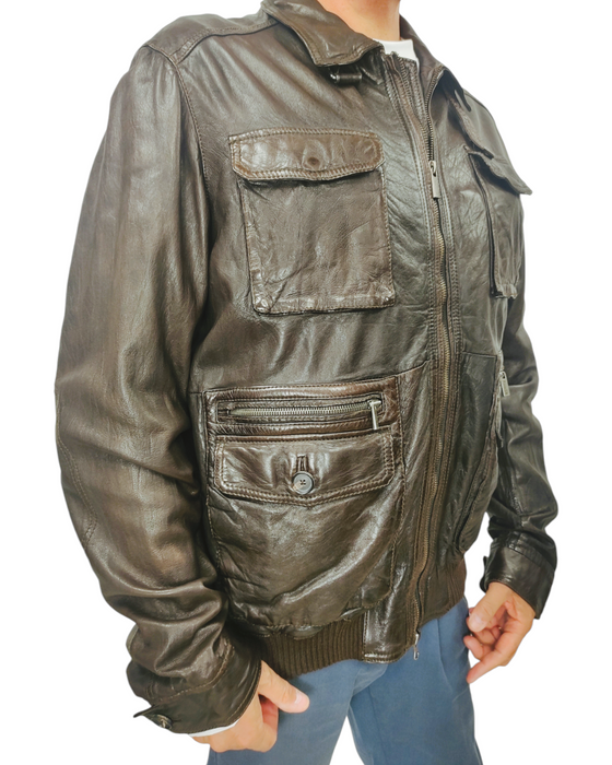 Cazadora Bomber Piel Hombre Talla L