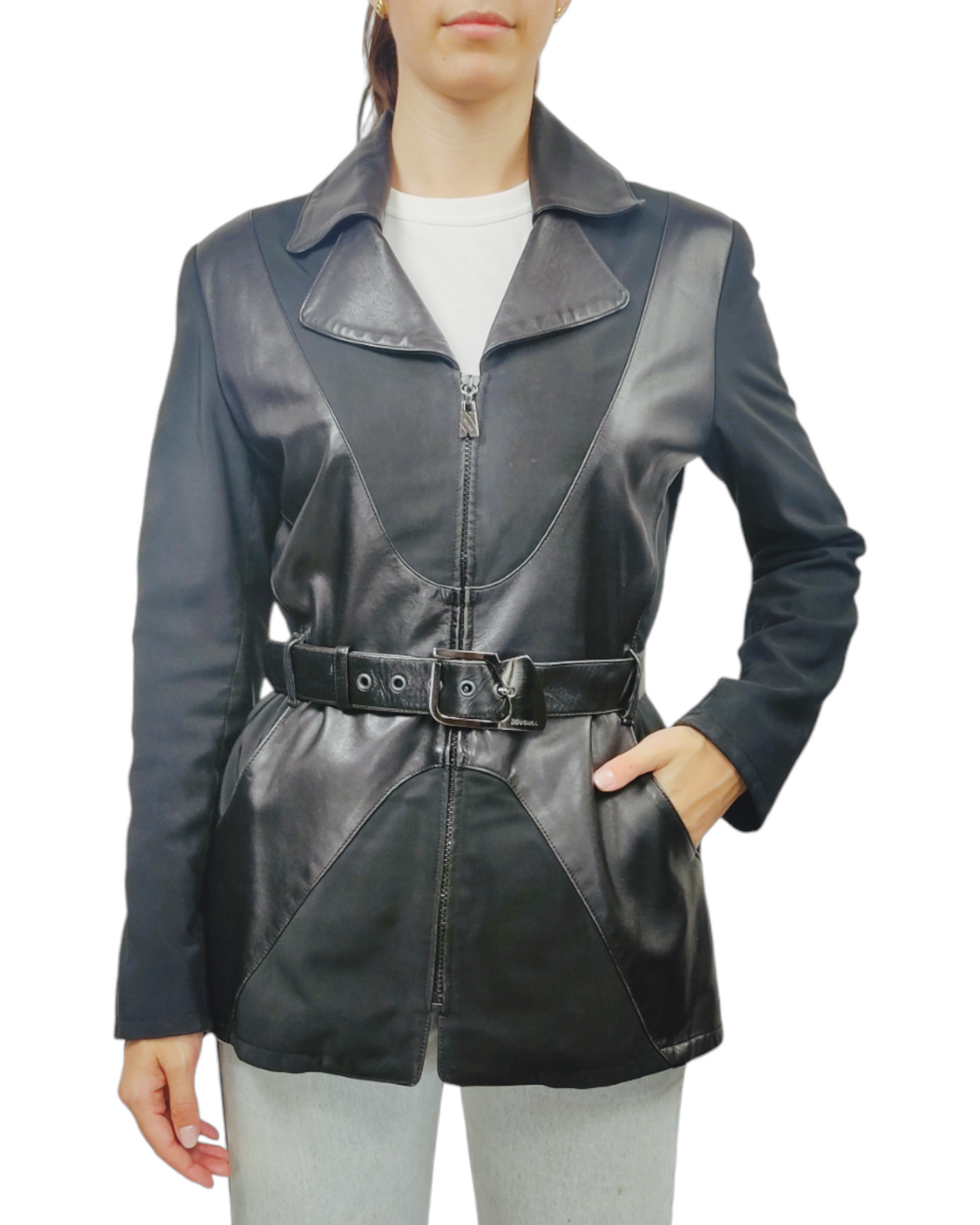 NOUGHKA Women's Leather Jacket Size L 