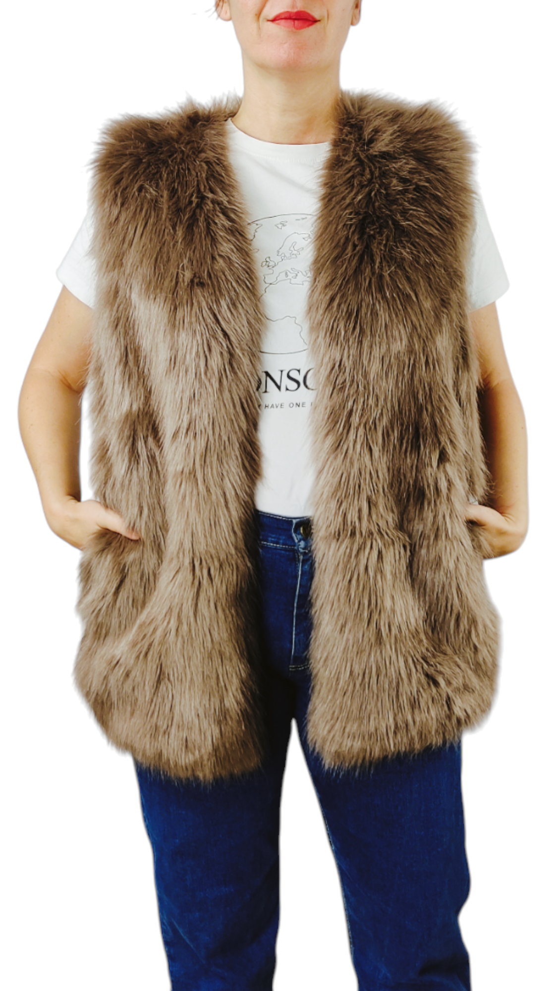 LOCAL Women's faux fur vest Size L