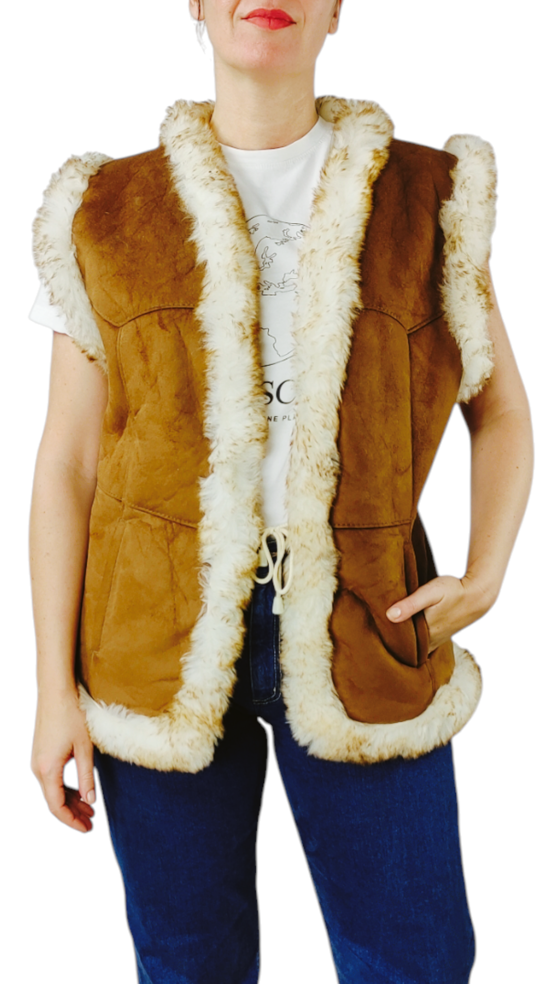 VINTAGE Women's faux fur vest Size L