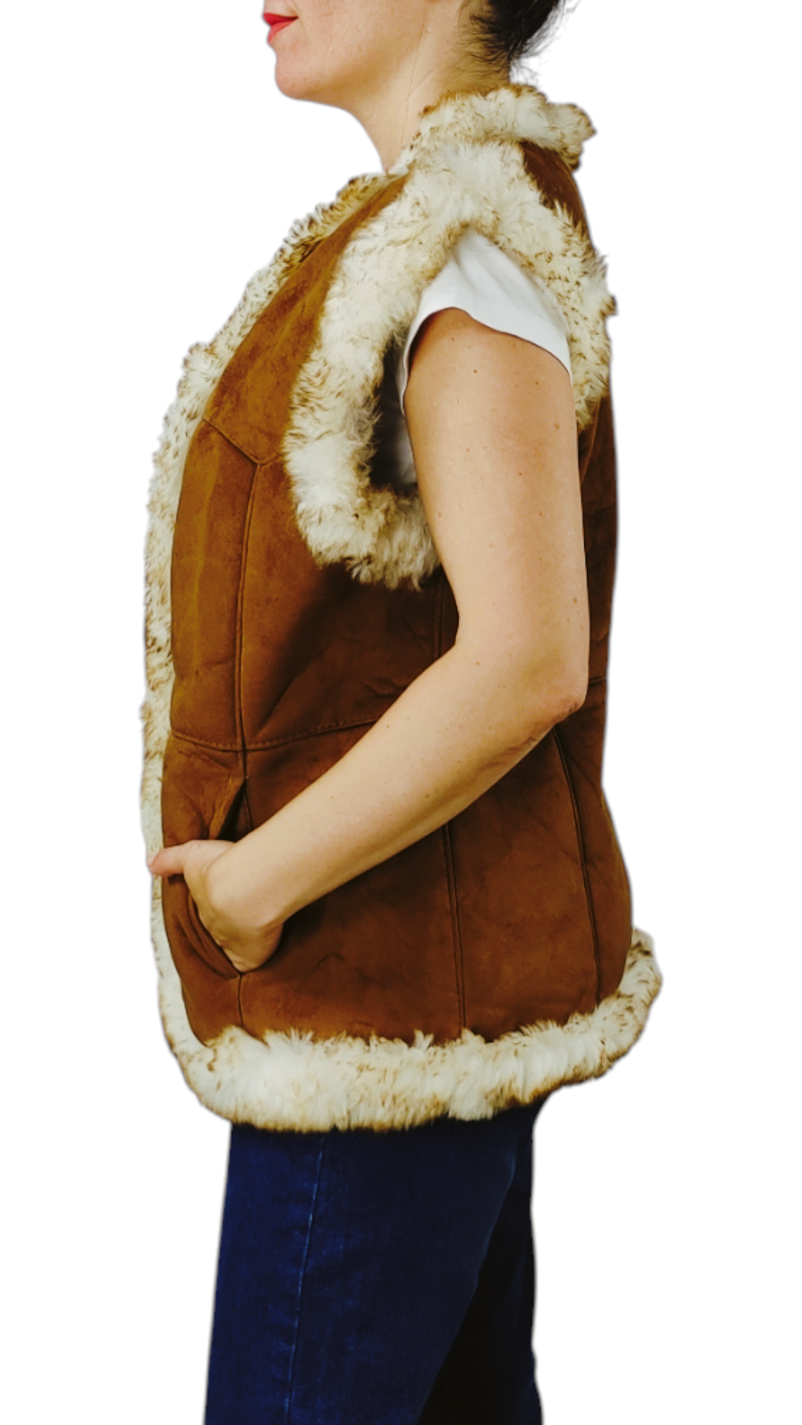 VINTAGE Women's faux fur vest Size L