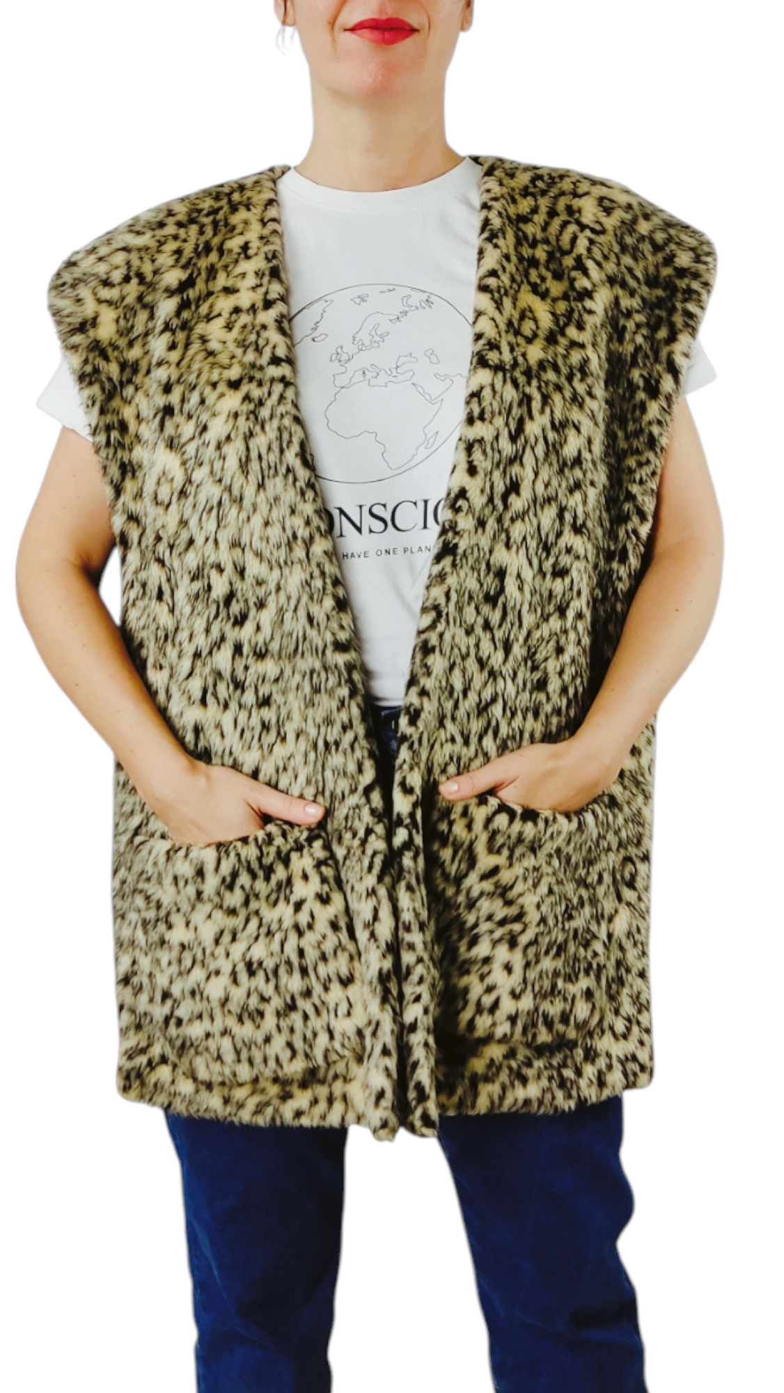 VINTAGE Women's faux fur vest Size XXL