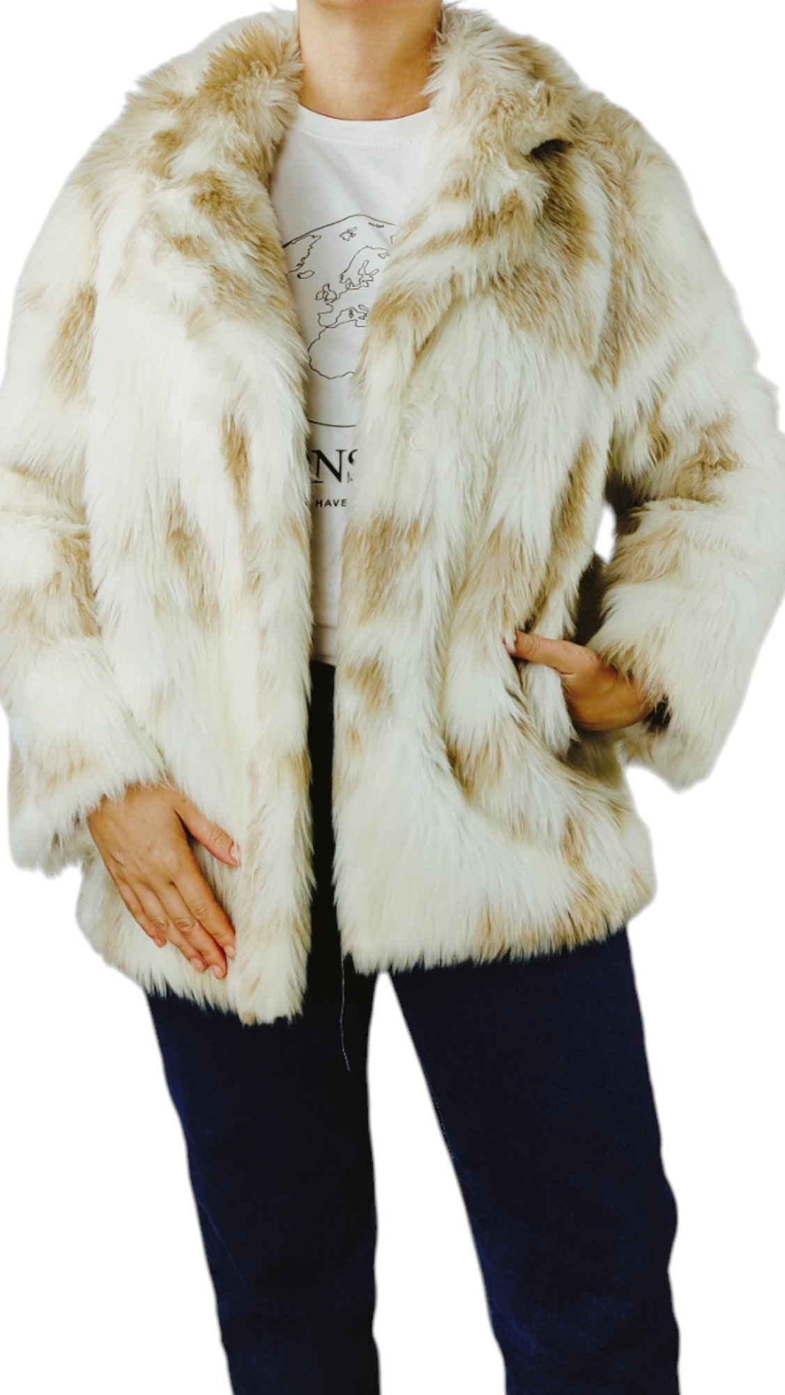 VINTAGE Women's faux fur coat Size XL