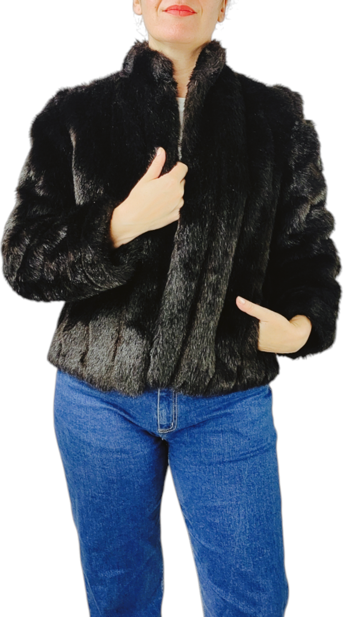 C&amp;A Women's Faux Fur Coat Size L VINTAGE