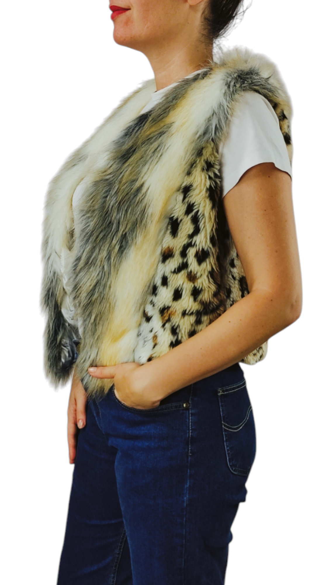 VINTAGE Women's faux fur vest Size M