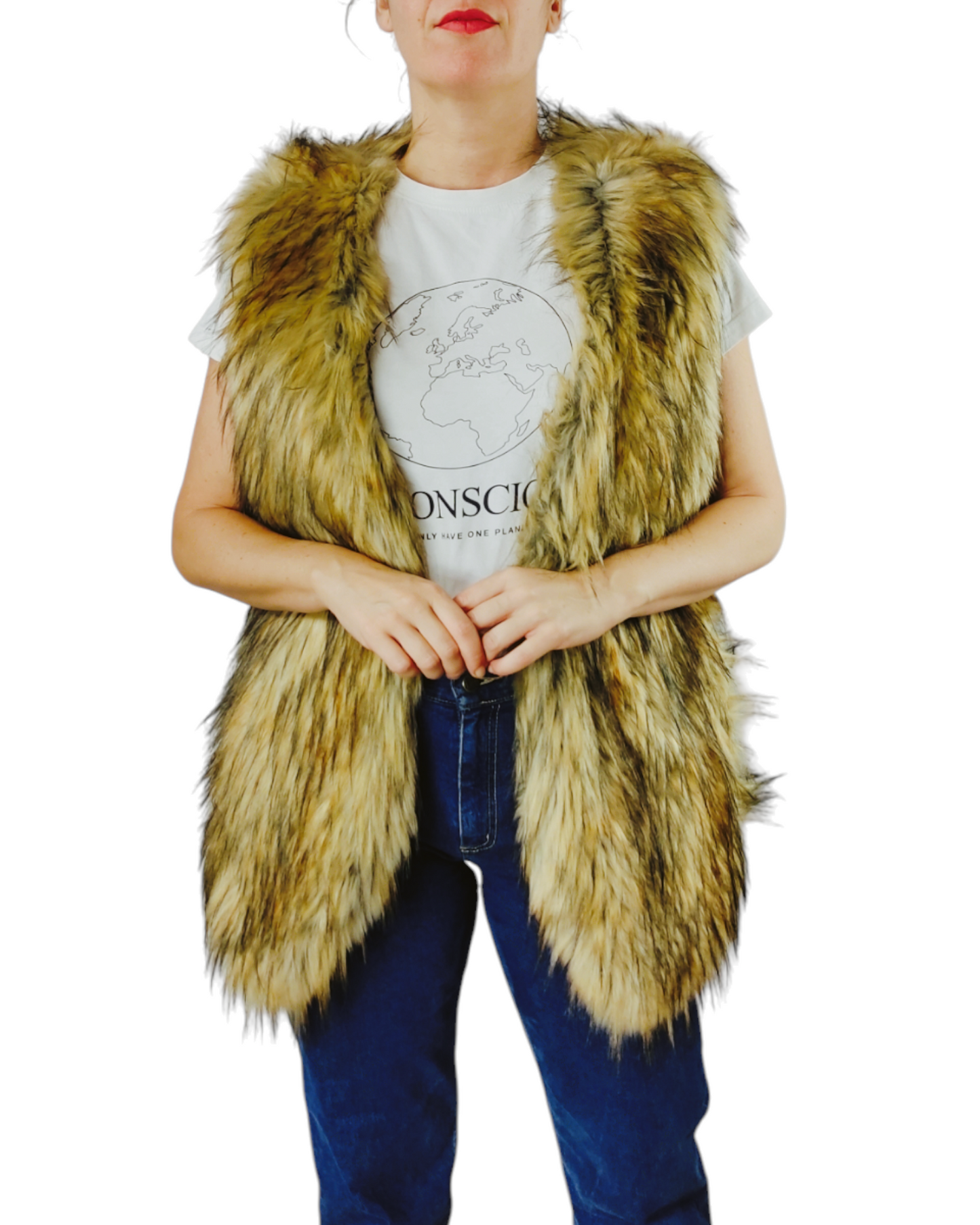 LOCAL Women's faux fur vest Size XL