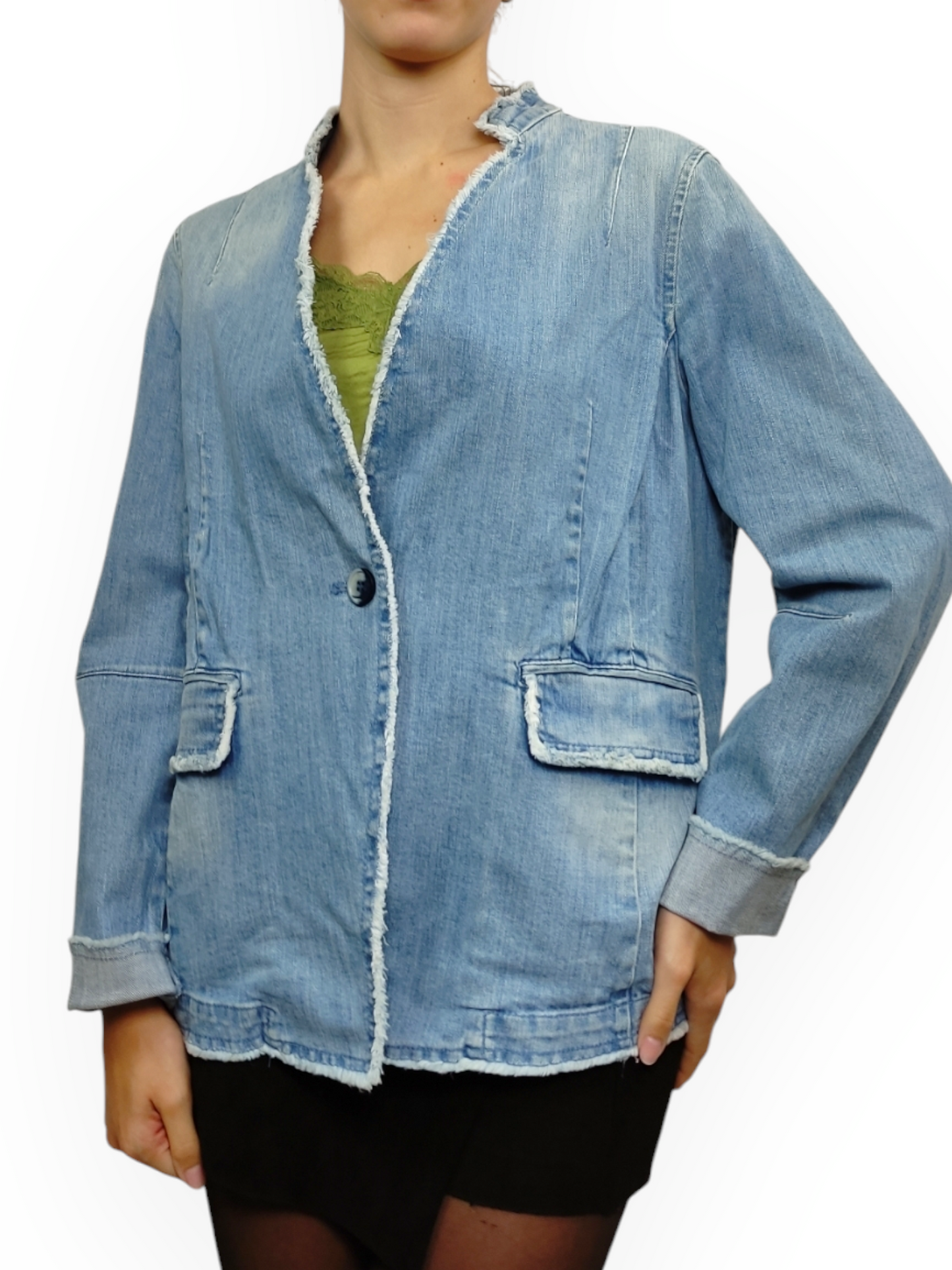 BENETTON Blazer en jean femme Taille XL