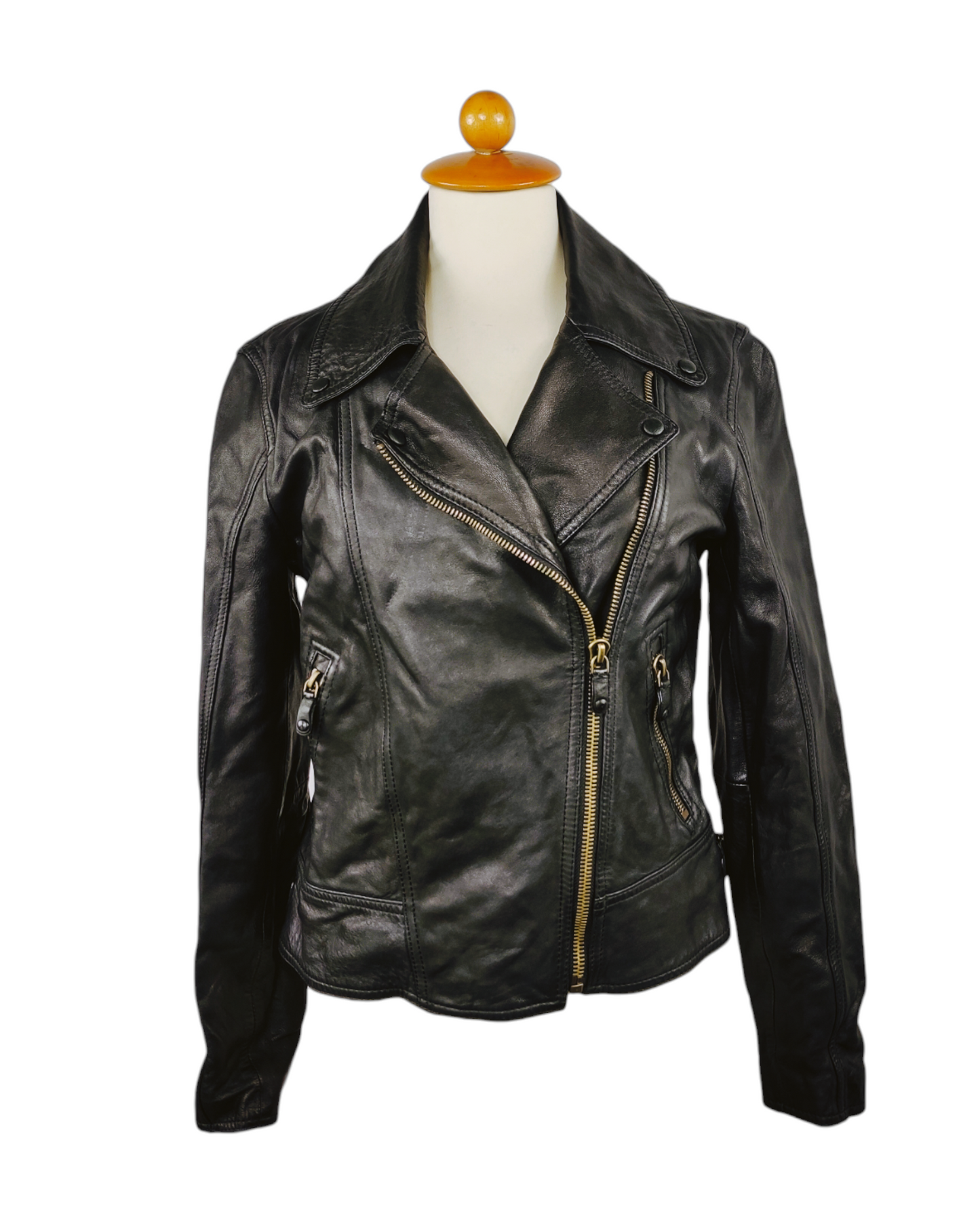 MASSIMO DUTTI women's leather biker jacket Size M