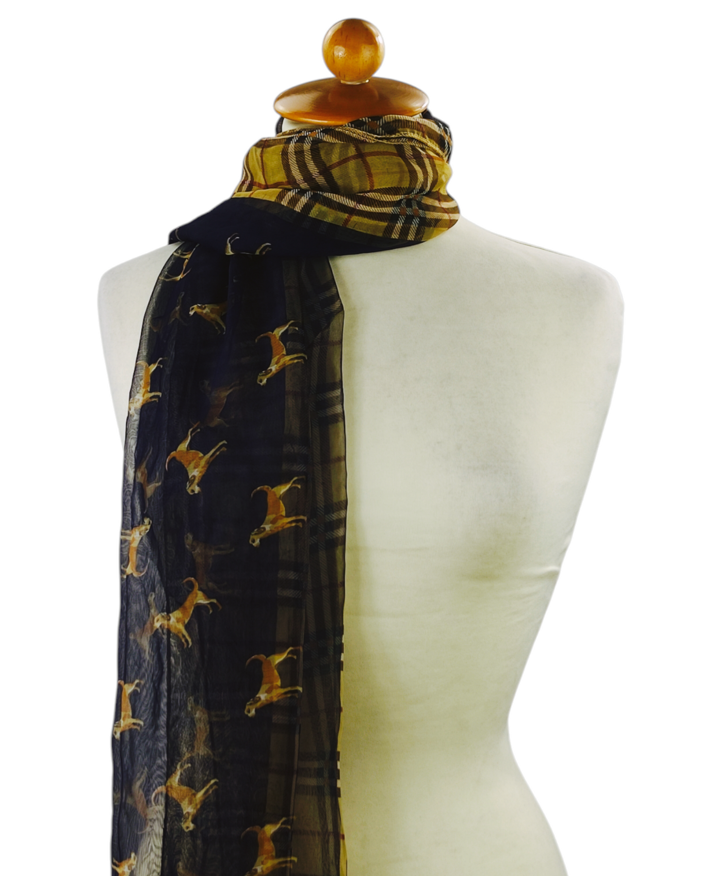 RETRO PRINTED CHIFFON SCARF for women Size U