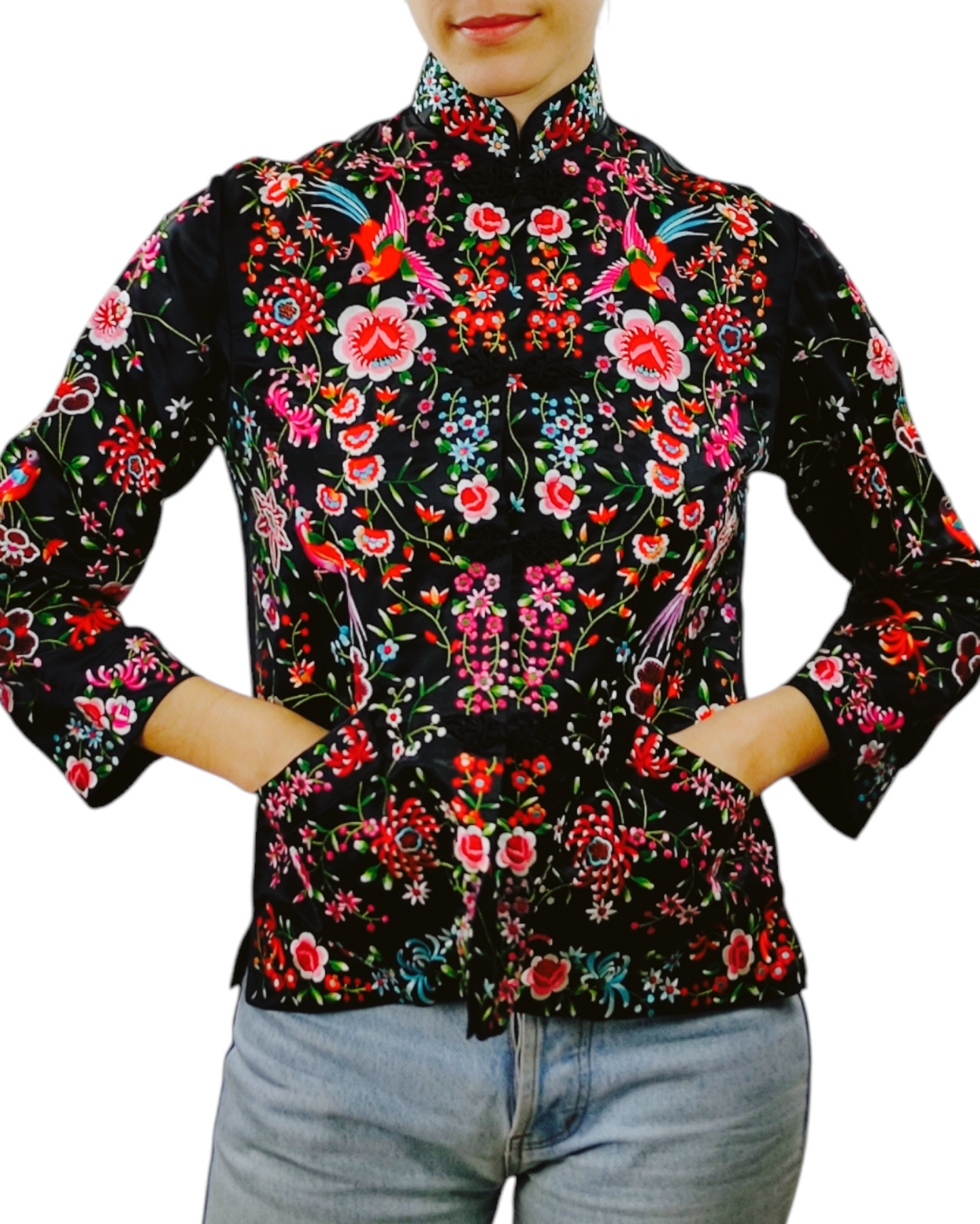 VINTAGE chaqueta bordada mujer Talla M-L